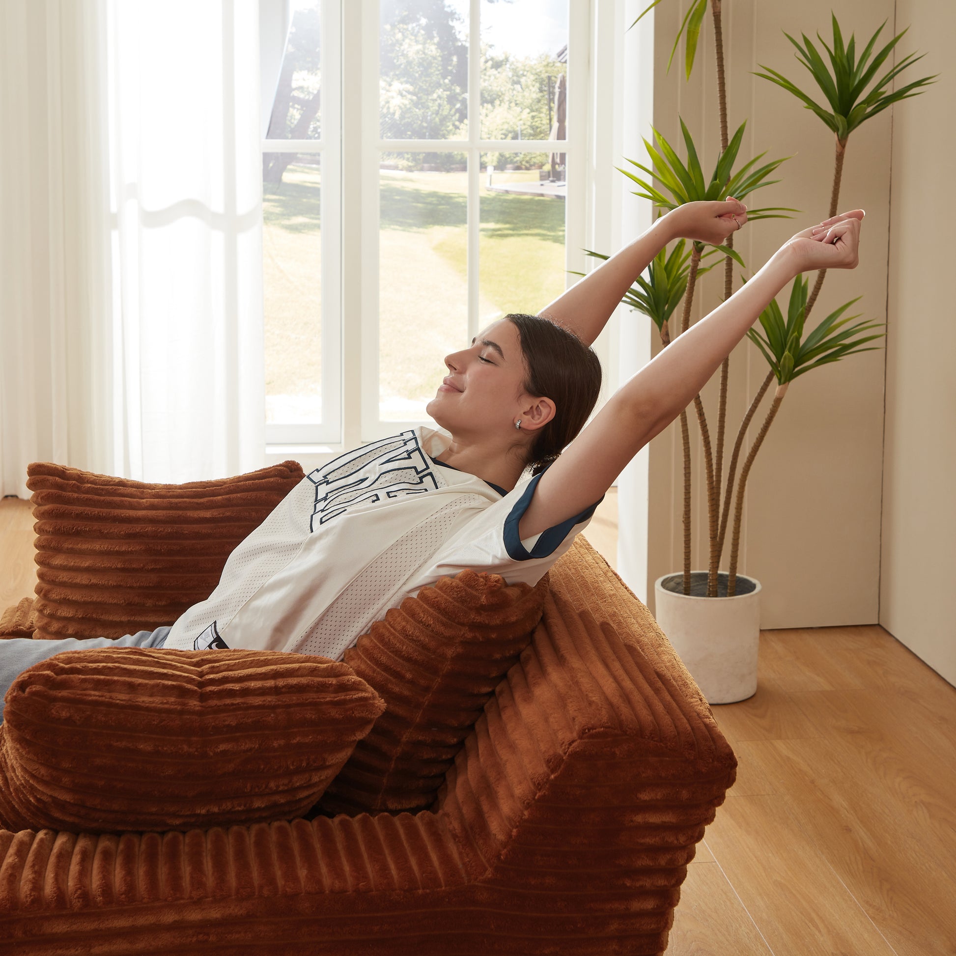 Oversized Chaise Lounge Chair Indoor - Orange - detail view 5