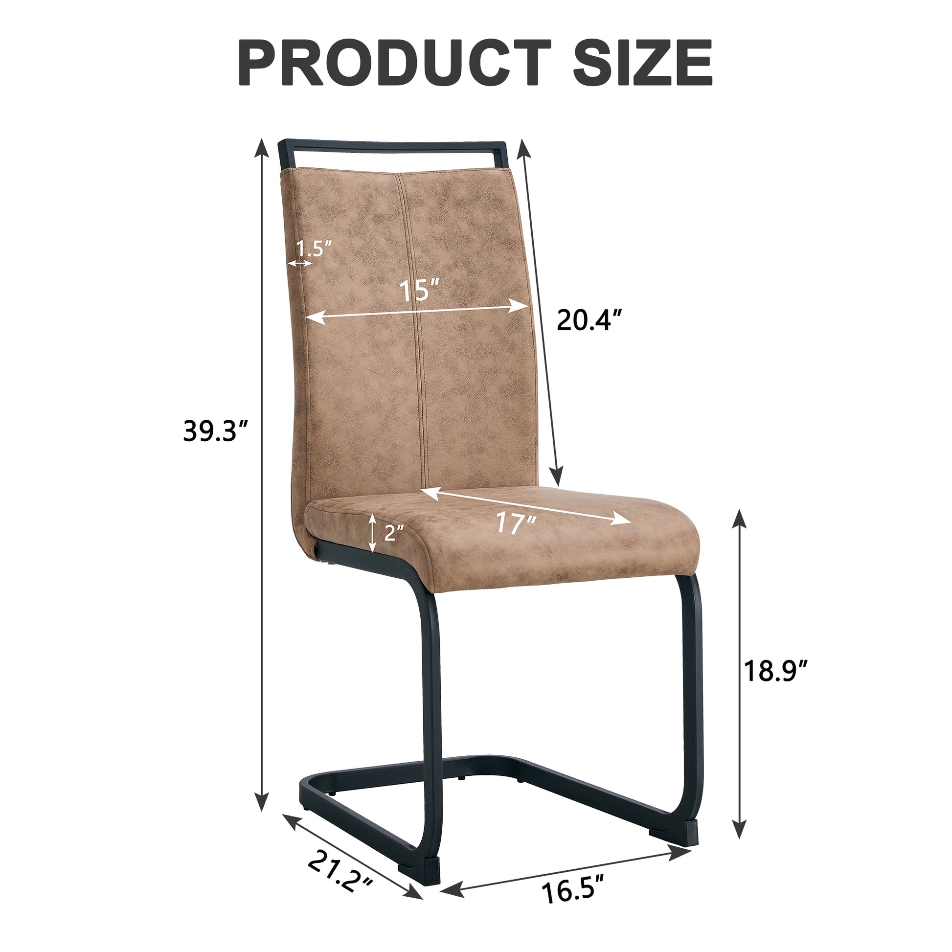 Black Upholstered Fabric Dining Chairs with Black Legs (set of 2) - detail view 4
