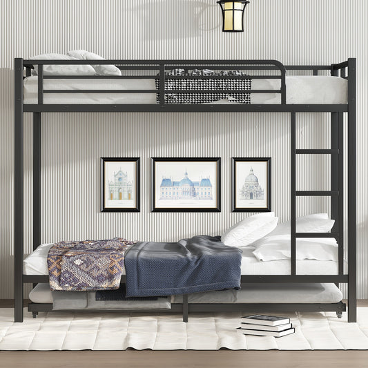 Twin XL over Twin XL Metal Bunk Bed with Twin Size Trundle - Black - detail view 2