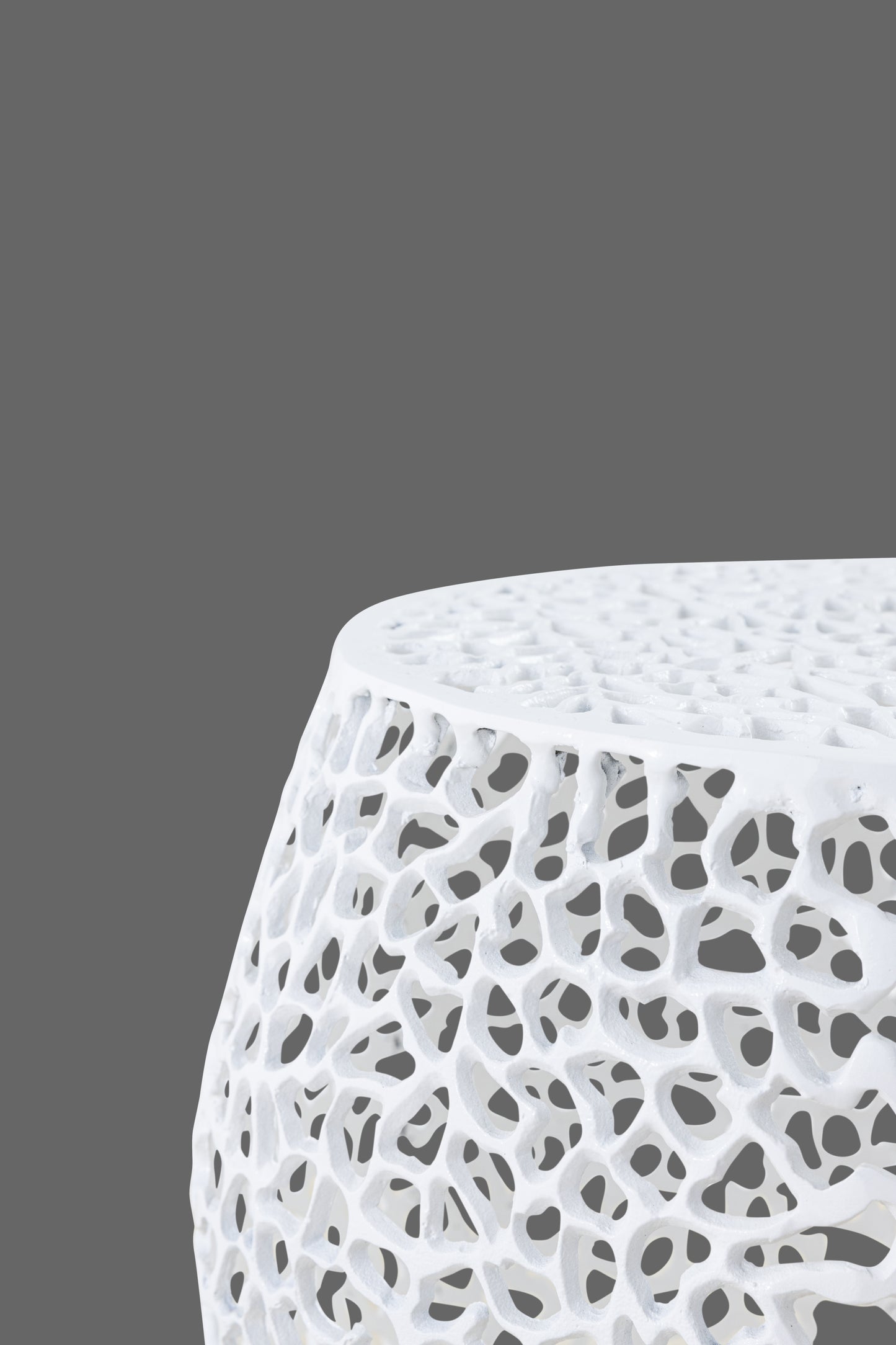 Azriel Aluminum Mesh Side Table, White