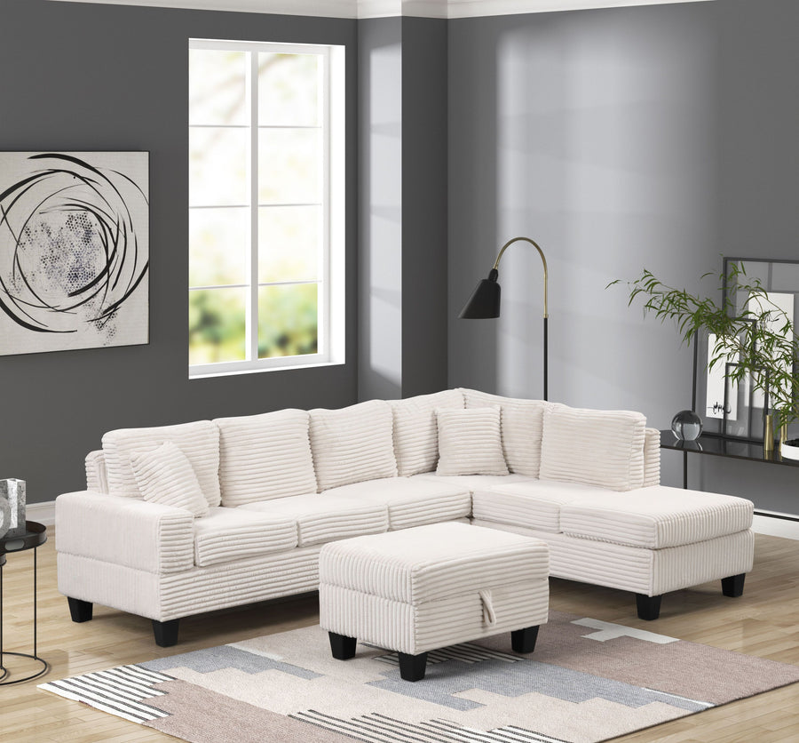 Modern Style Recliner Sectional Sofa Made With Wood in Cream - primary image