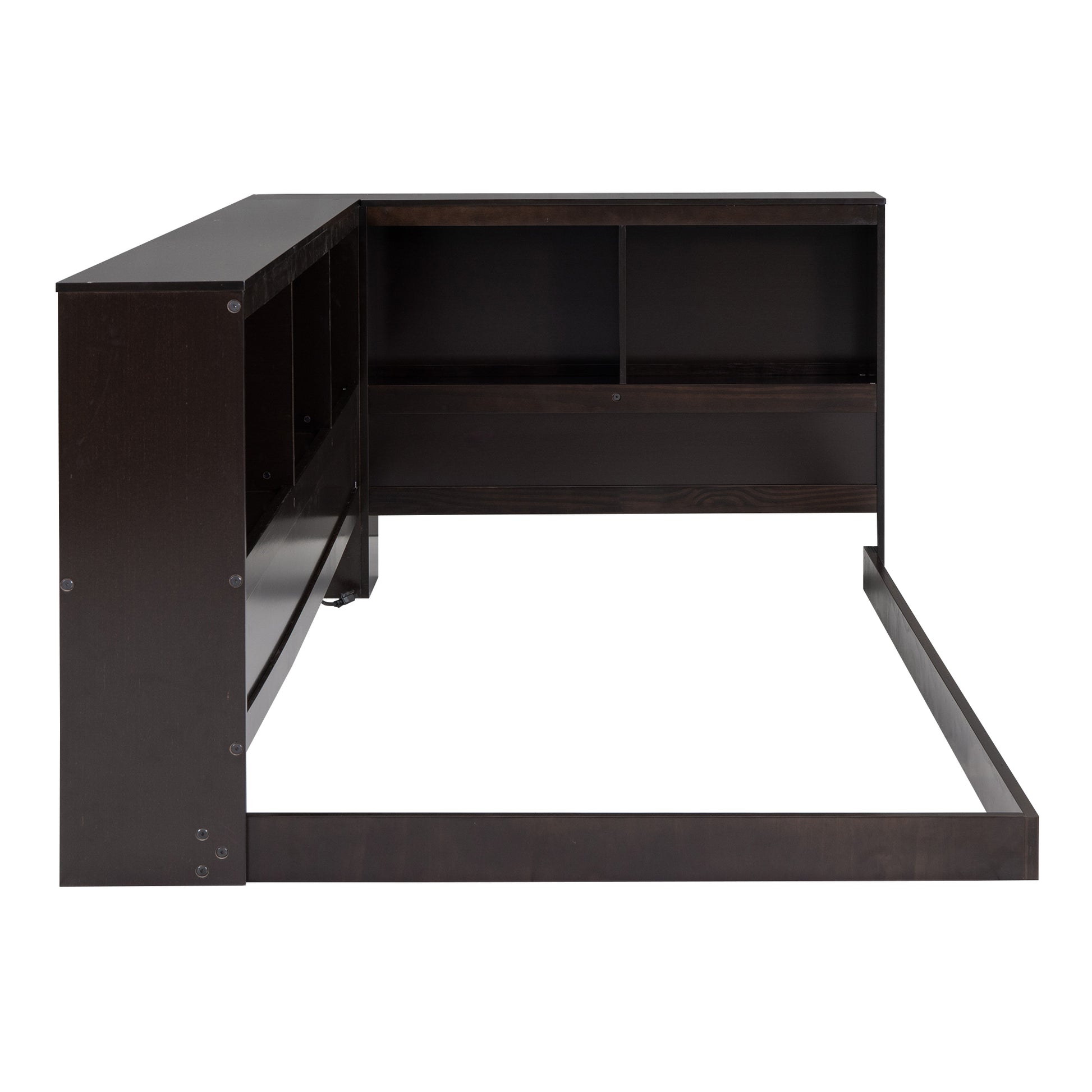 Elsinore Wooden Twin Size Daybed with Storage Cabinets and USB Ports, Espresso