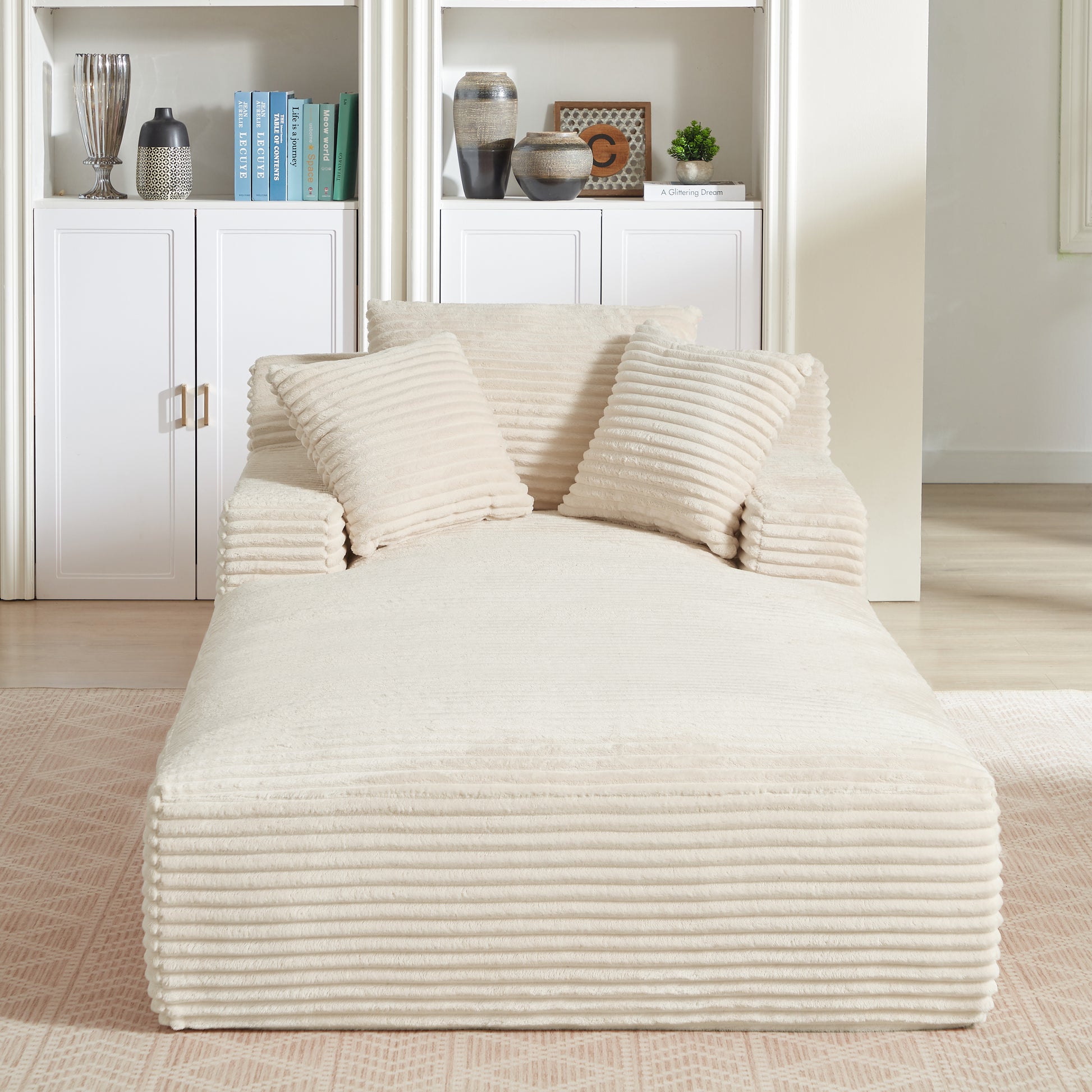 Oversized Chaise Lounge Chair Indoor - White - detail view 5