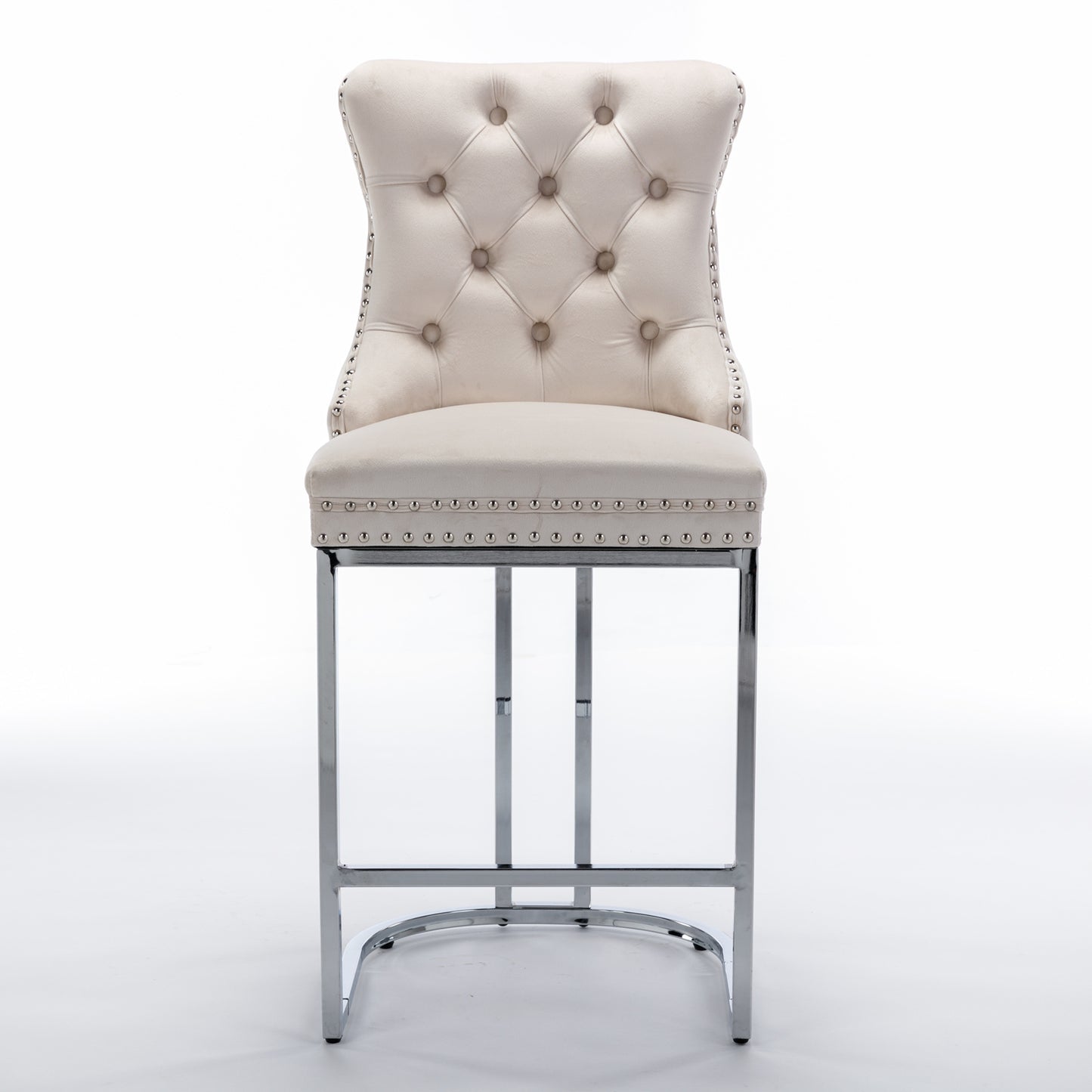 Sabine 26" Velvet Counter Height Bar Stools Set of 2 Beige