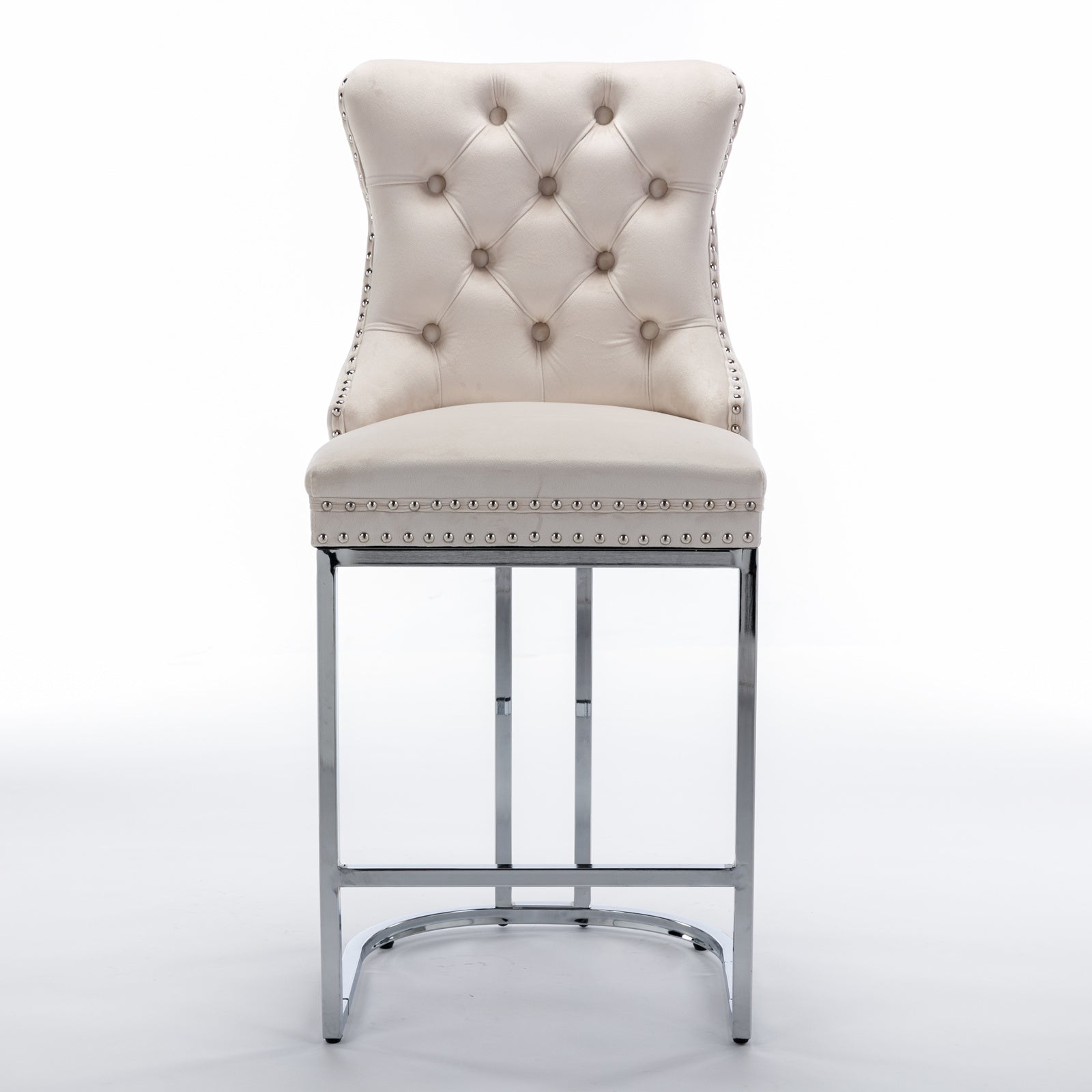 Sabine 26" Velvet Counter Height Bar Stools Set of 2 Beige