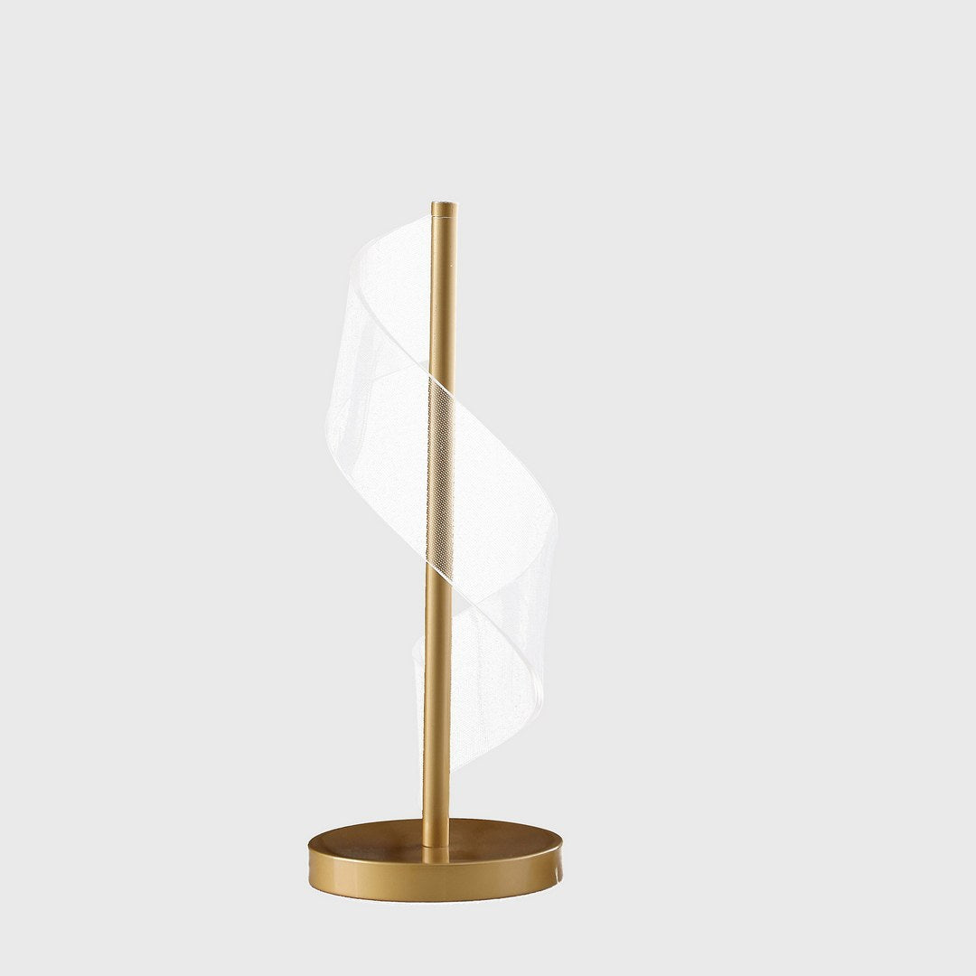 'S' Wave Swirl Acrylic Led Brushed Gold Table Lamp
