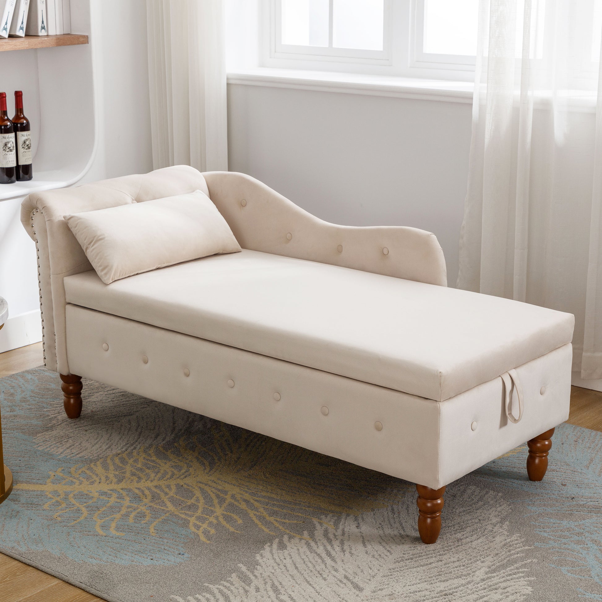 Beige Chaise Lounge Indoor - detail view 6