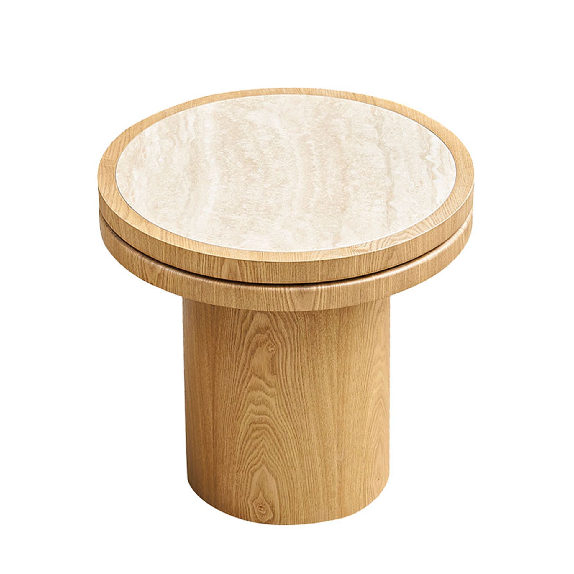 19" Round MDF Side Table Sintered Stone Tabletop - Natural - detail view 4