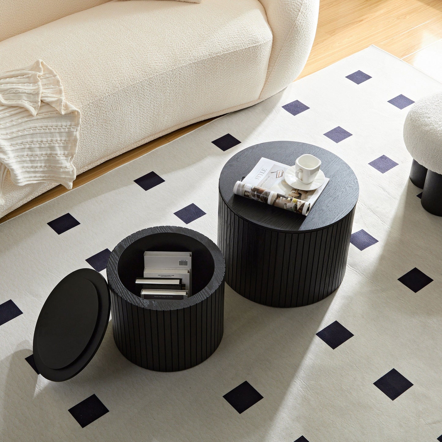 Black Nesting Tables with Black Legs - detail view 2