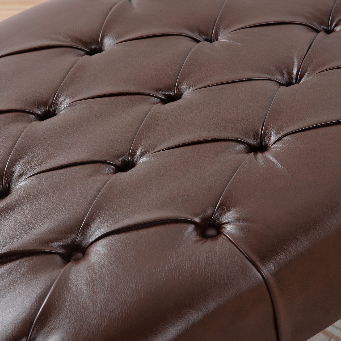 Upholstered Chaise Lounge - Brown - detail view 3