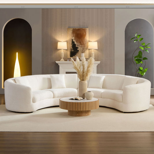Classic Curved Tight Back Sectional - White - primary color shot