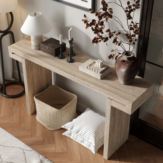 Farmhouse Sofa Table with Distressed Finish