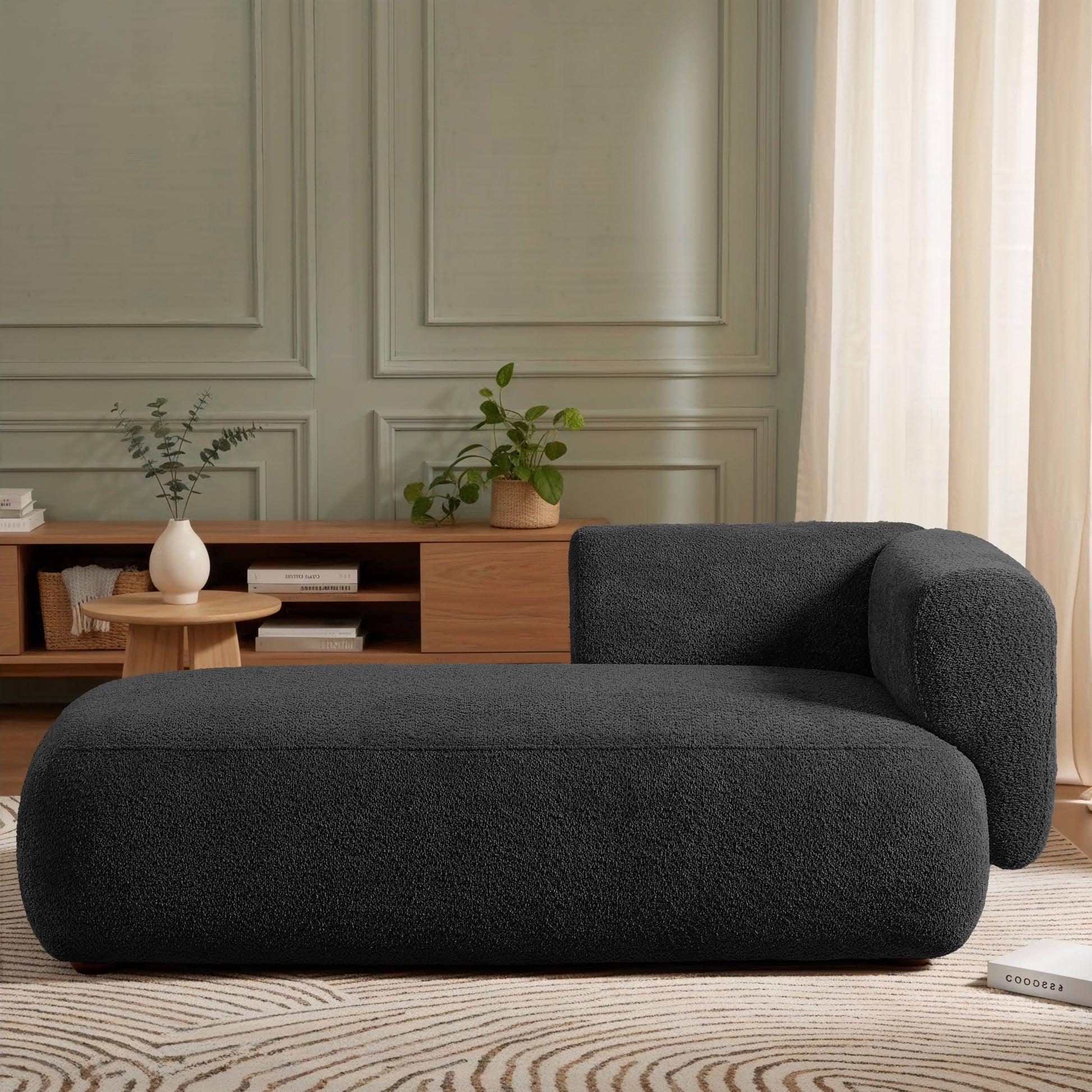 Upholstered Chaise Lounge - Black - primary color shot