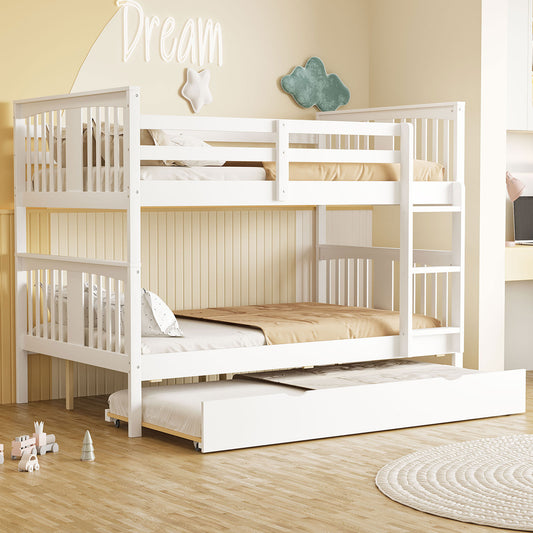 Full over Full Bunk Bed with Twin Size Trundle and Ladder-White(old Sku: Lt000204aak) - detail view 2