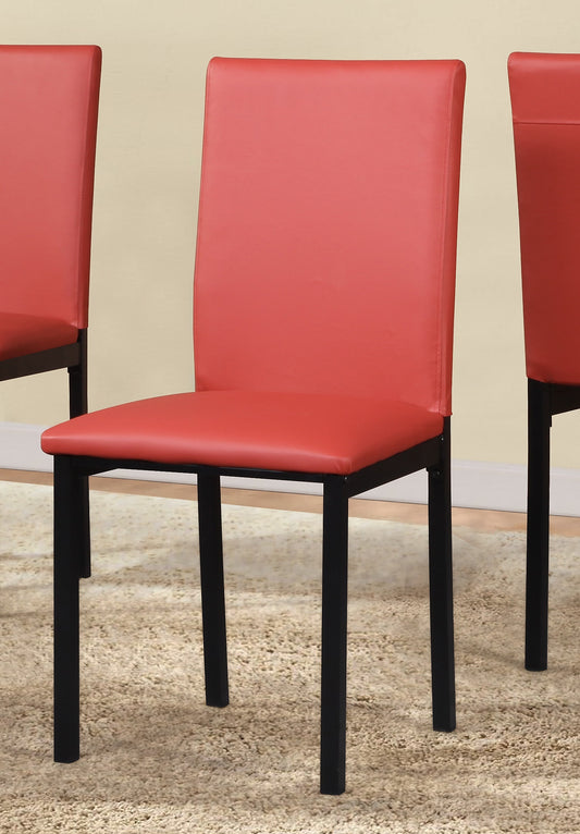 Noyes Faux Leather Seat Metal Frame Dining Chairs, Set of 4, Red