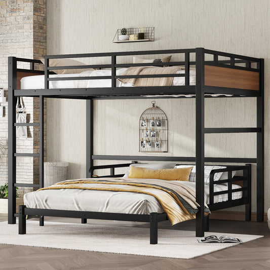 Full over Full Metal Bunk Bed/metal Loft Bed - Walnut - primary color shot