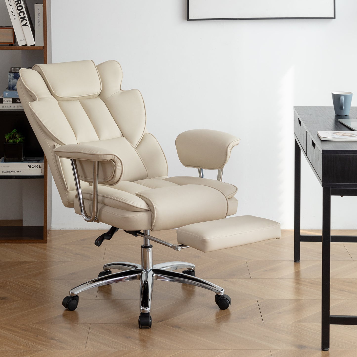 Marg Big & Tall PU Leather Executive Office Chair, Beige