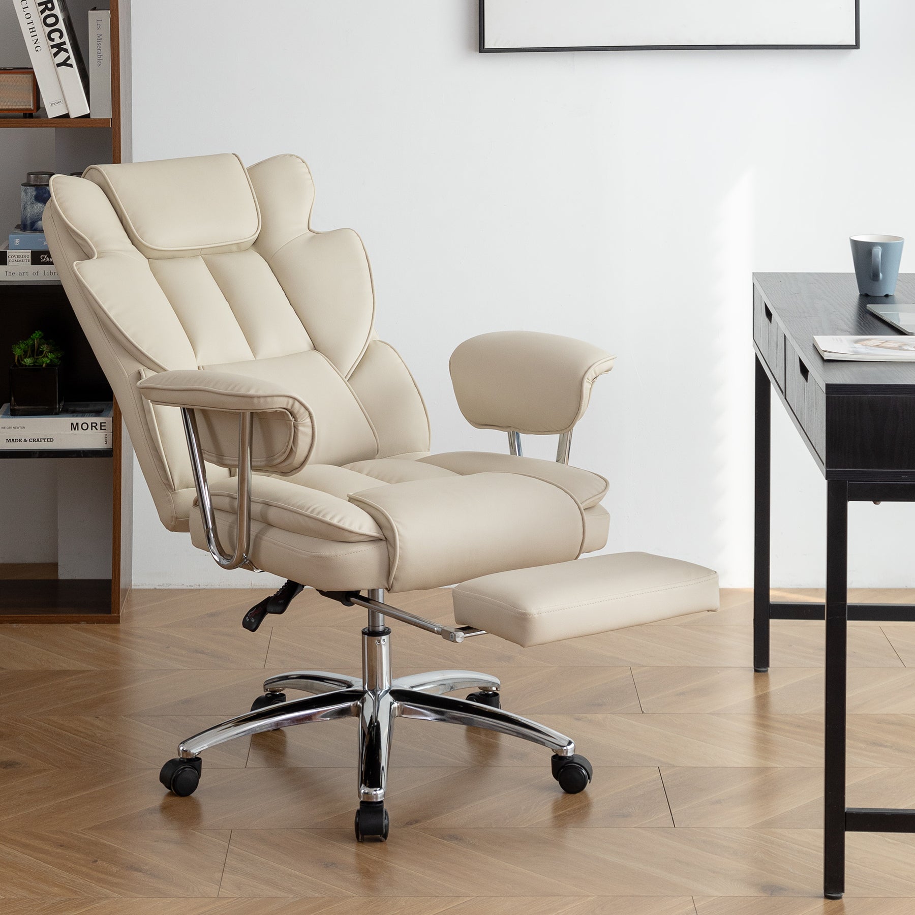 Marg Big & Tall PU Leather Executive Office Chair, Beige