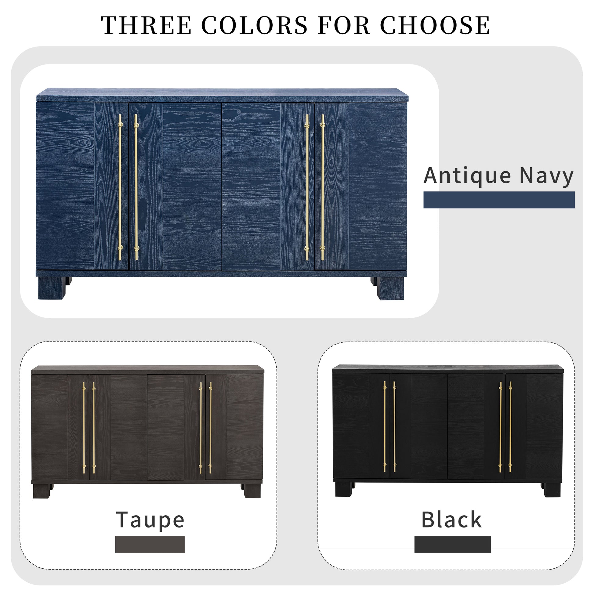 TREXM Sideboard Buffet Cabinet with Storage - Antique Navy - detail view 8