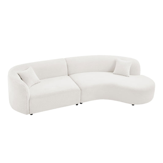 Luxury Modern Style Living Room Upholstery Curved Sectional with Chaise 2-Piece Set - White - primary color shot
