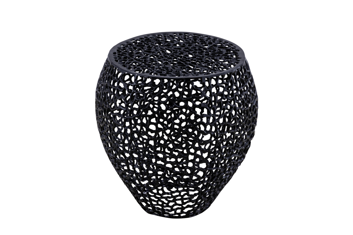 Azriel Aluminum Mesh Side Table, Black