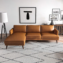 Lore  L-Shaped Genuine Leather Sectional In Tan Left Facing - detail view 6