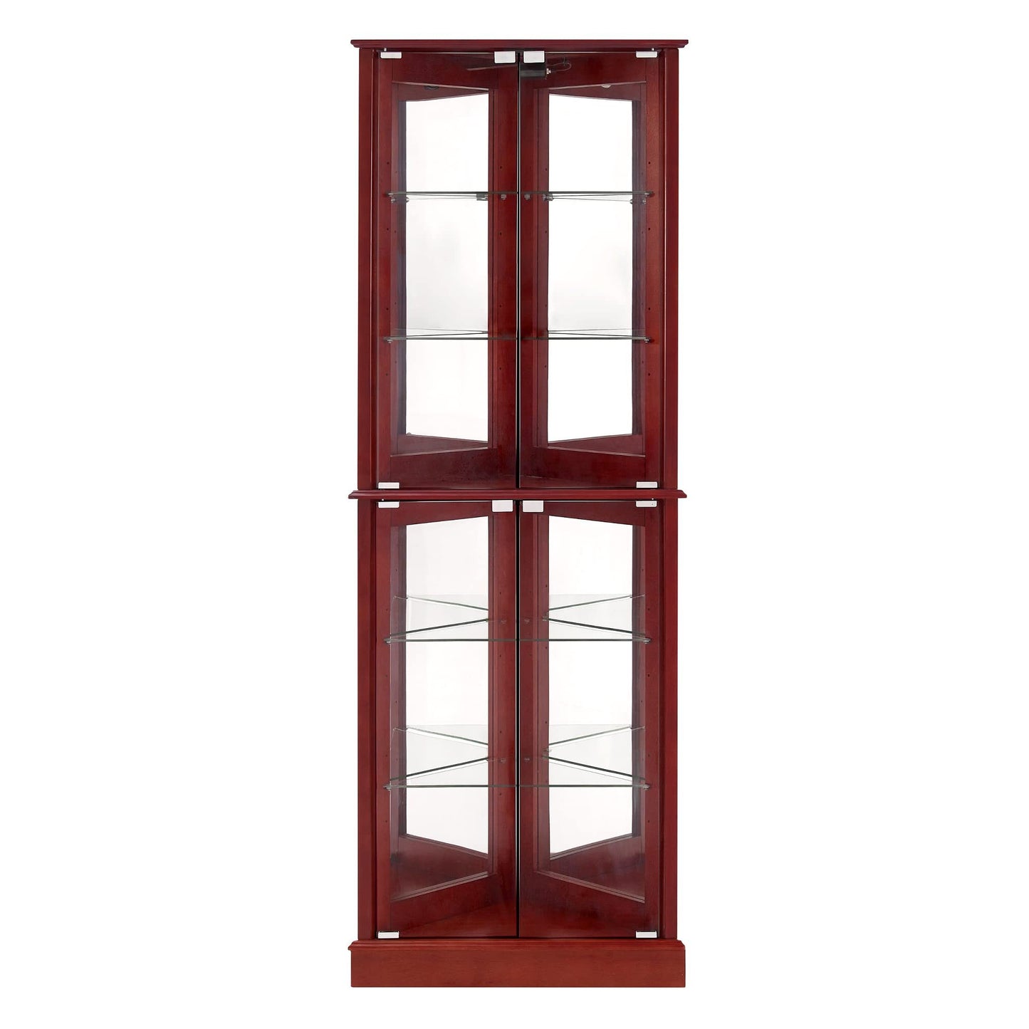Cora Traditional Curio with Adjustable Shelves & Mirror Back, Cherry