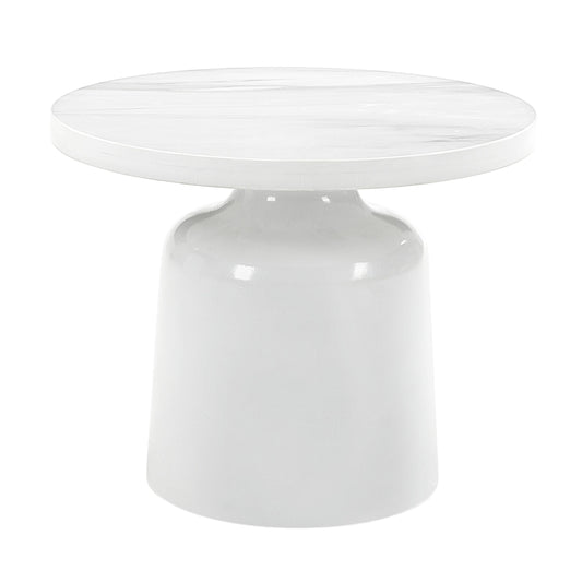 Zaid Engineering Marble & White High Gloss Finish End Table