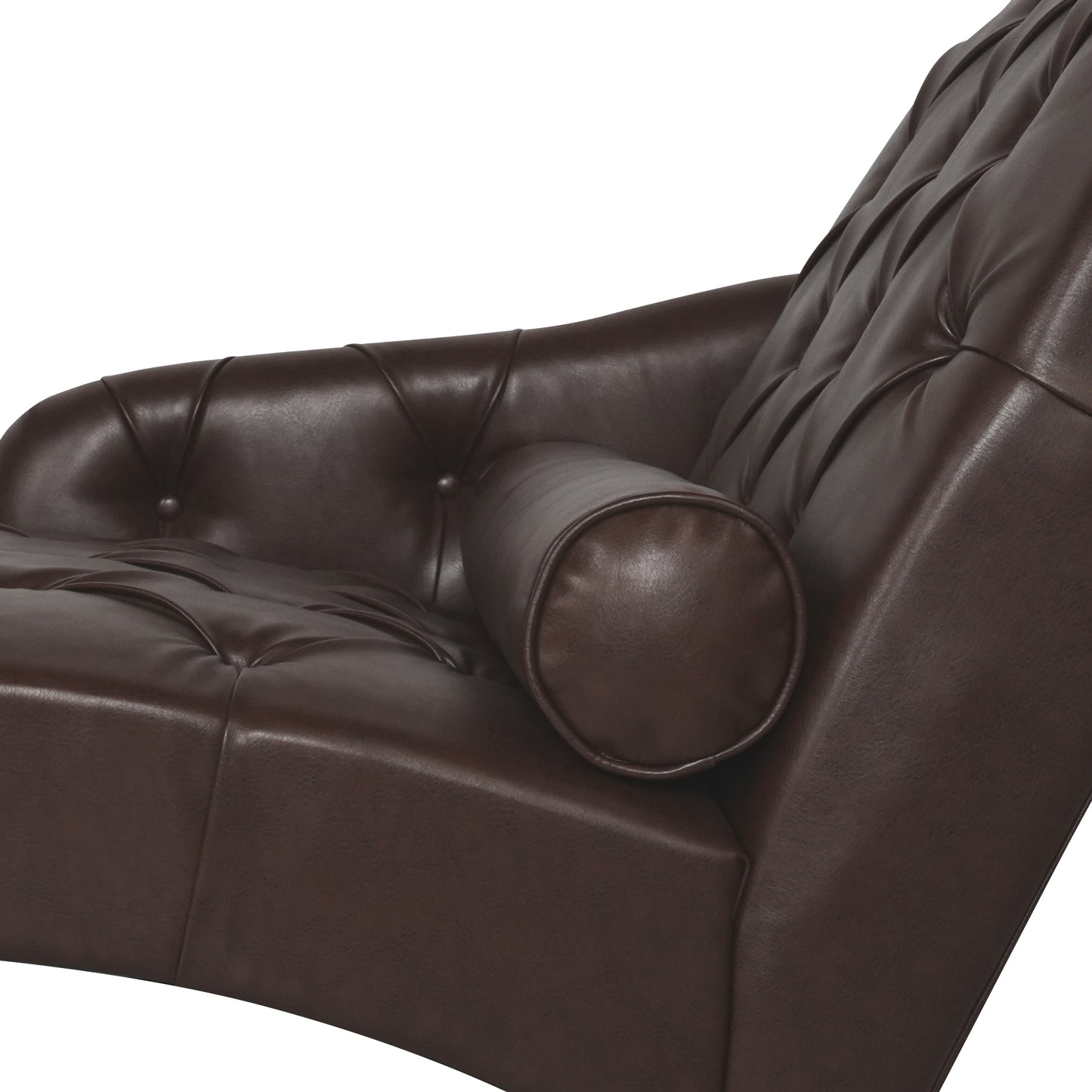 Chaise Lounge Arm Chair Indoor with Pillow & Solid Wood Legs - Brown - detail view 3