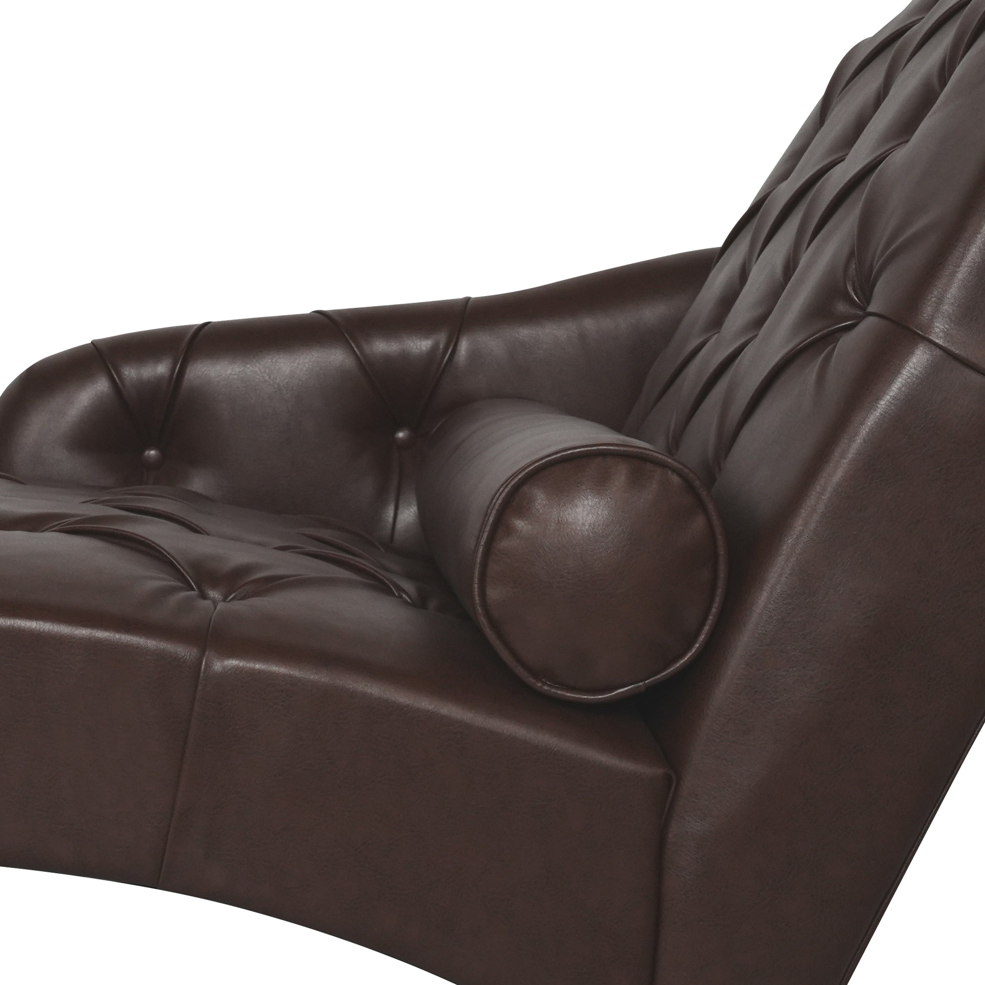 Chaise Lounge Arm Chair Indoor with Pillow & Solid Wood Legs - Brown - detail view 3