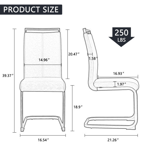 White Upholstered Fabric Dining Chairs with Silver Legs (set of 2) - detail view 4