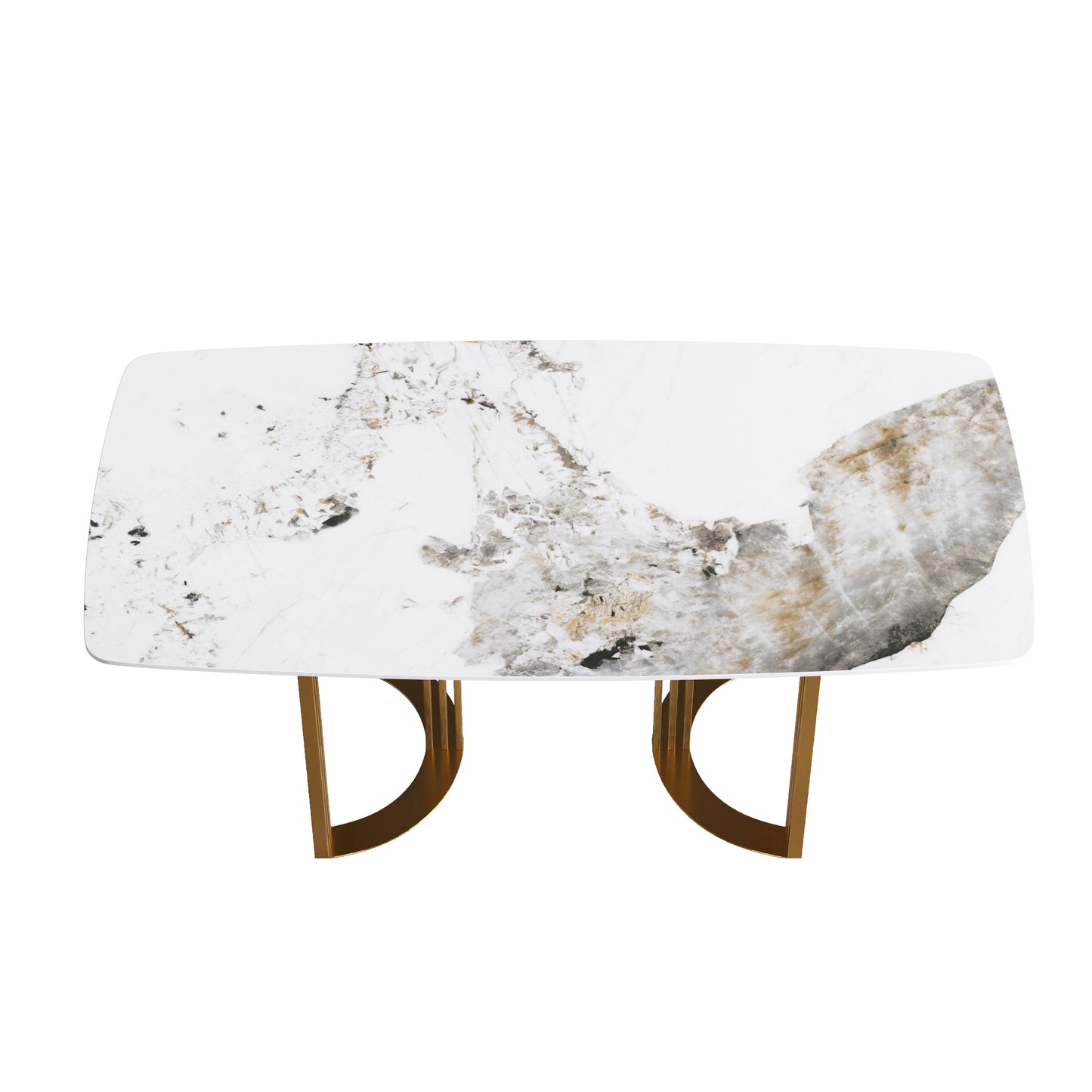 Moto II 70.8" Modern Faux Marble Dining Table with Gold Base