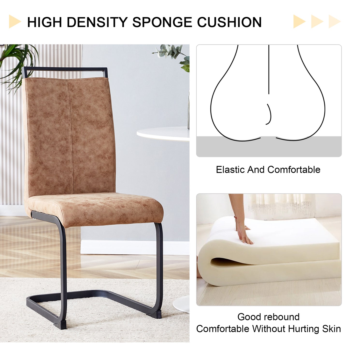 Black Upholstered Fabric Dining Chairs with Black Legs (set of 2) - detail view 6