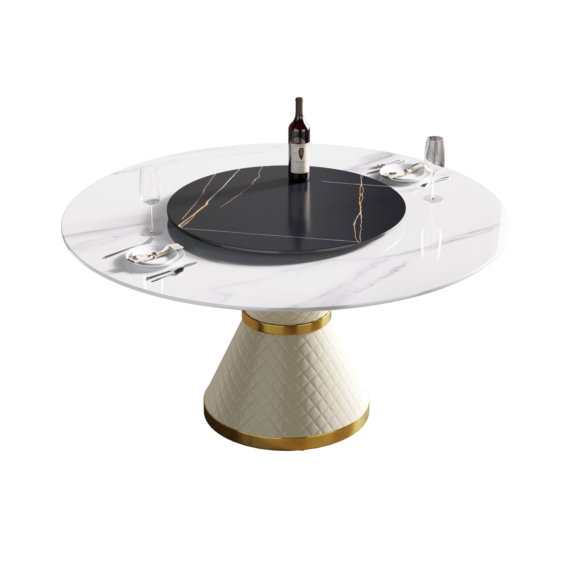 Eulalia 59" Round Artificial Stone Dining Table