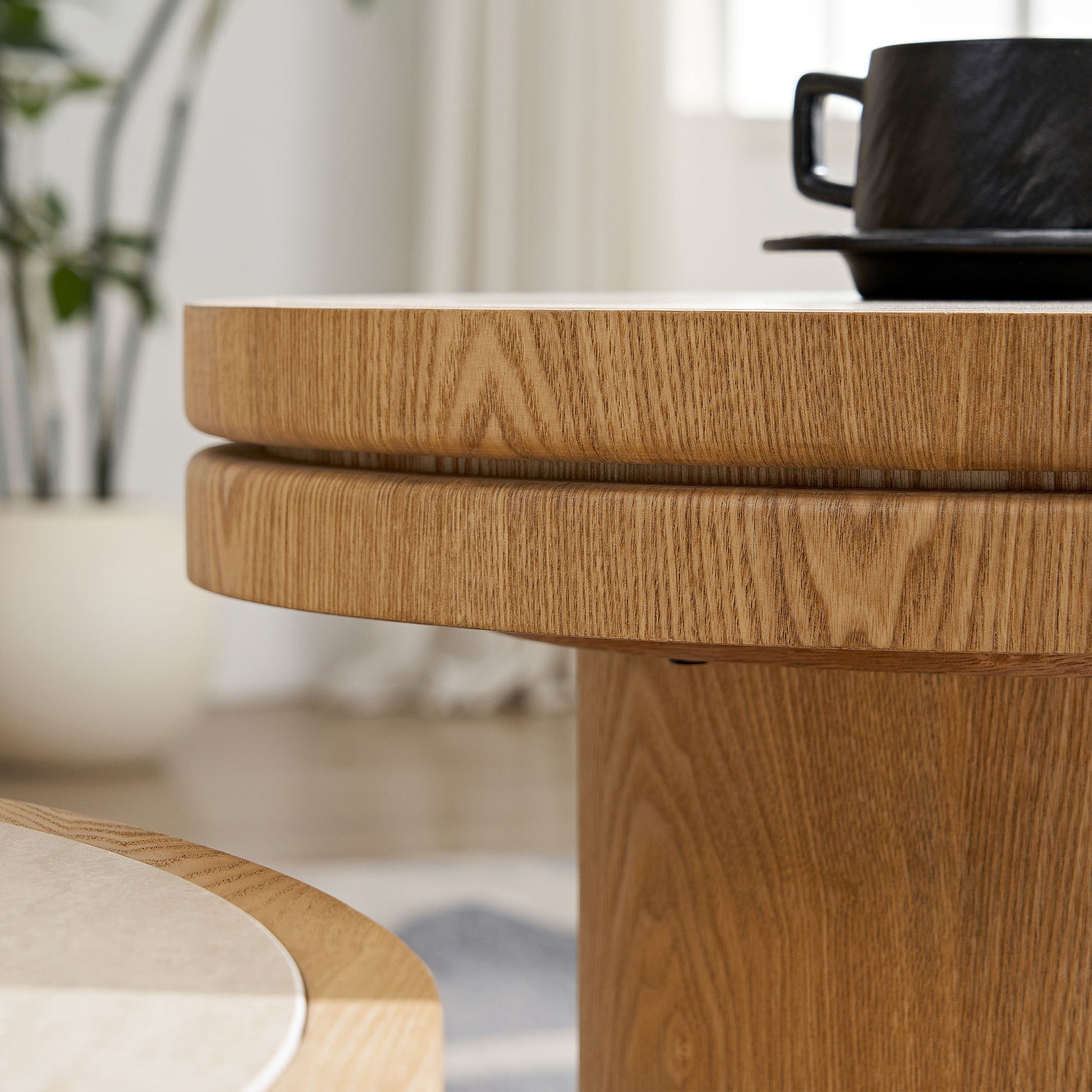 19" Round MDF Side Table Sintered Stone Tabletop - Natural - detail view 6