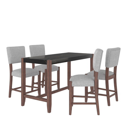 5-Piece Counter Height Dining Set - Black+ Gray - primary color shot