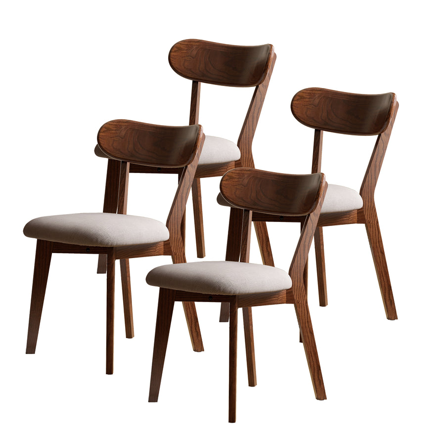 (set of 4 Pcs) Walnut Color Dining Chair Wooden FAS Grade Oak Natural Wood Made in North America 100% Dirt-Free Wood Chair - primary color shot