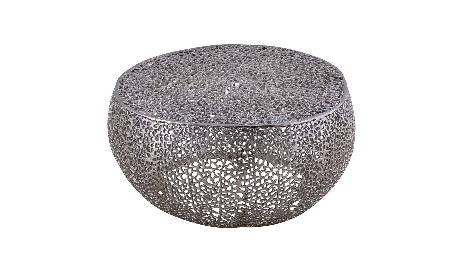 Azriel Round Aluminum Mesh Coffee Table, Silver