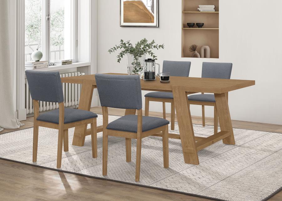 Sharon 7-Piece Rectangular Trestle Base Dining Table Set Blue And Brown