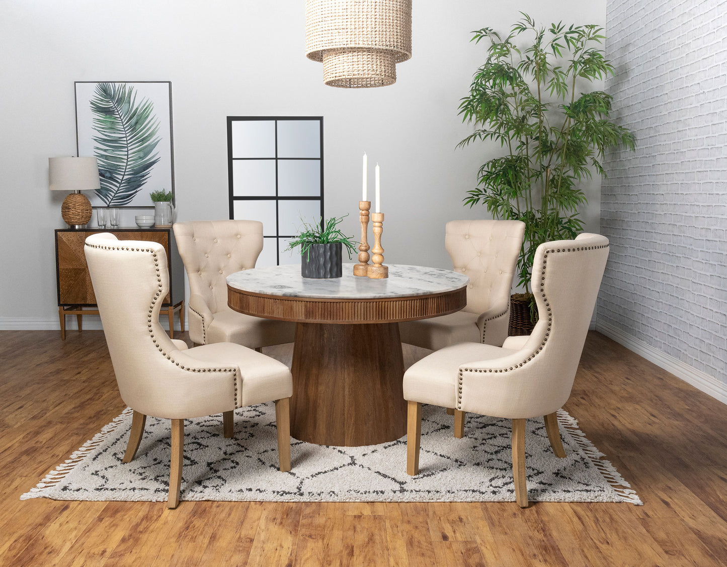 Ortega 5-Piece Dining Set with White Marble Top