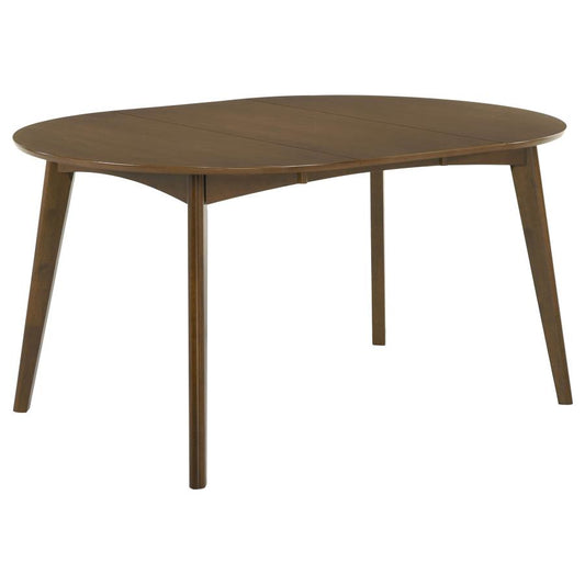 Jedda Oval 60-inch Extension Leaf Dining Table Dark Walnut - Finally Home Furnishings LLC