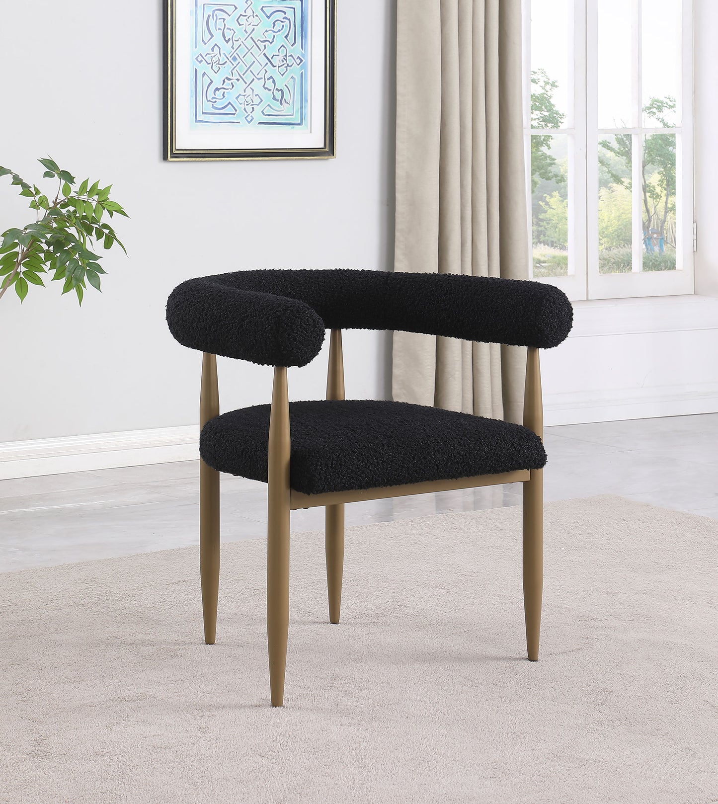 Dunmore Boucle Upholstered Dining Arm Chair Black, Set of 2