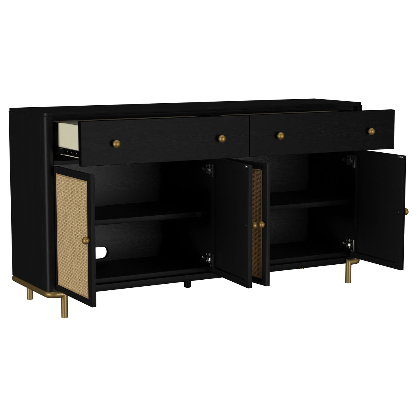 Arini 2-Drawer Cane Door Dining Sideboard - Black