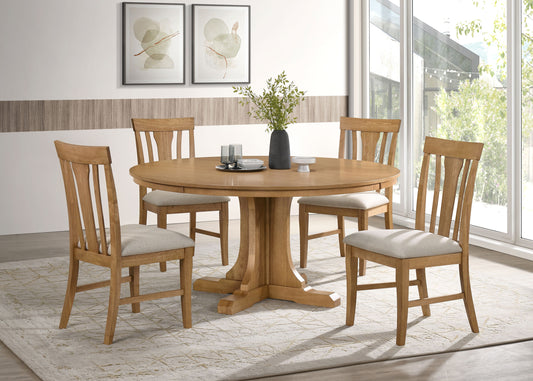 Hartville 5-piece Round Dining Table Set Natural - Light Brown
