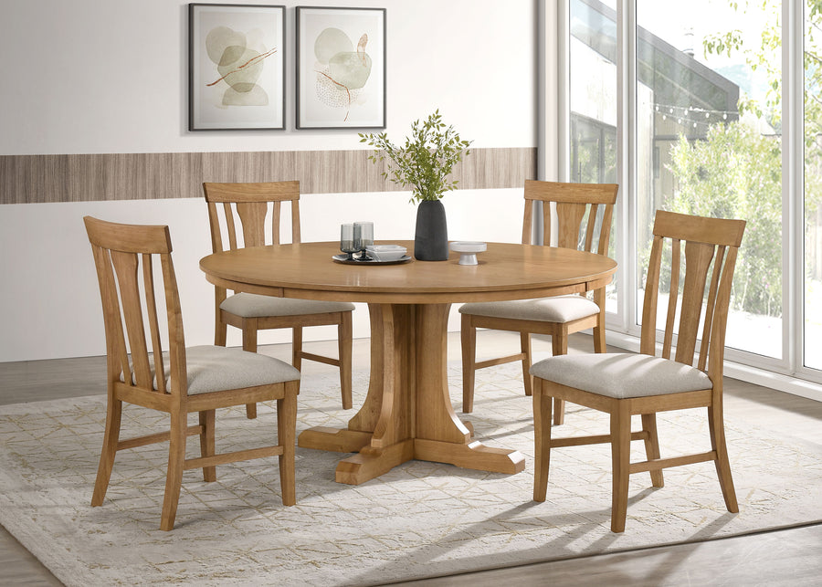 Hartville 5-piece Round Dining Table Set Natural - Light Brown
