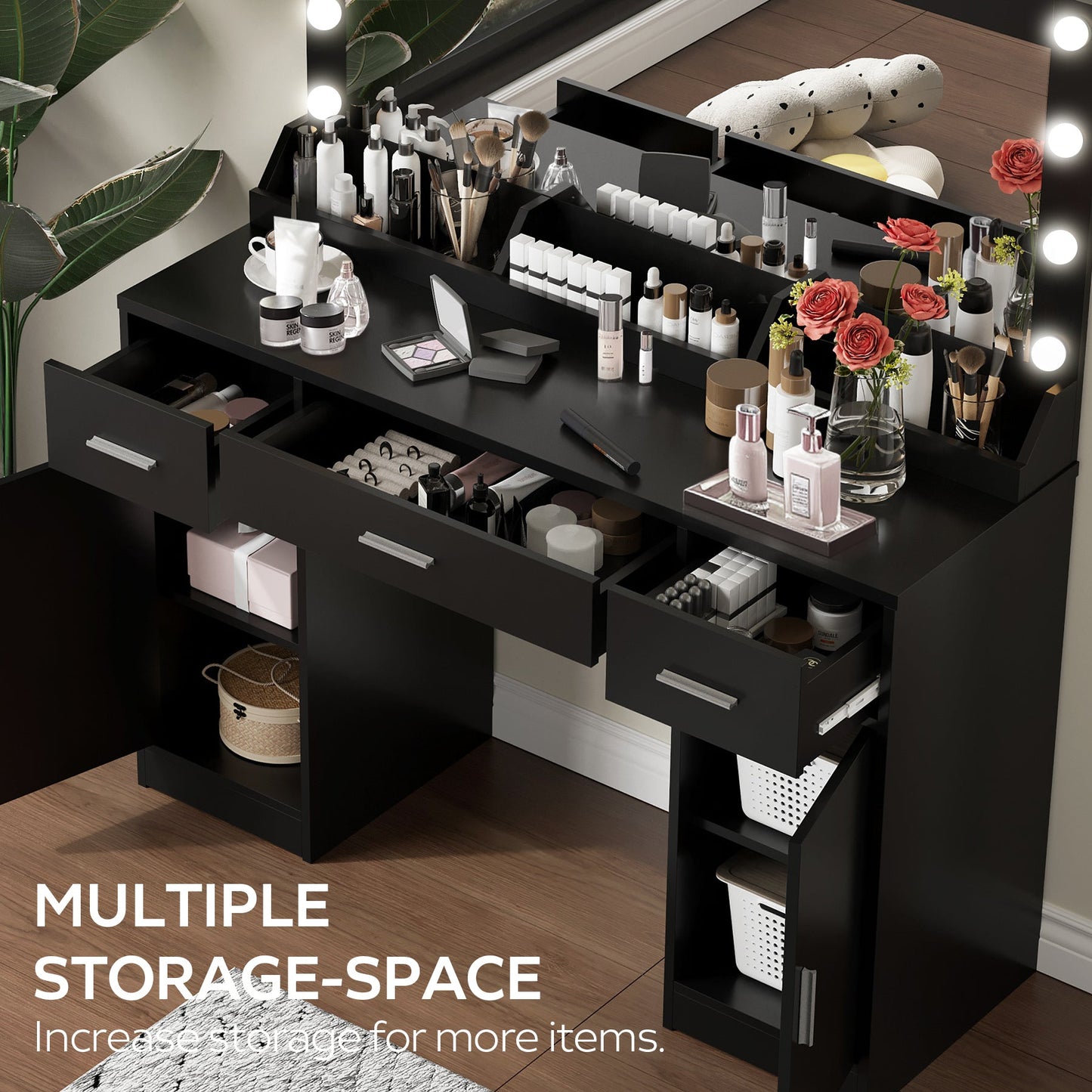 Freya Contemporary Bedroom Vanity, Black