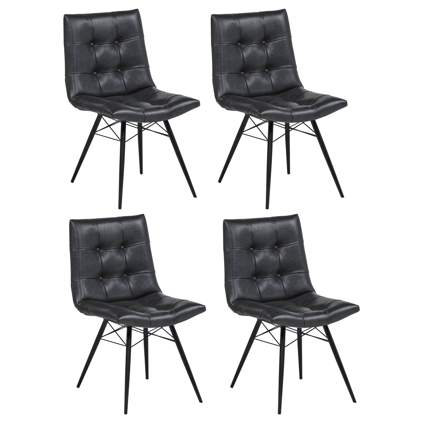 Aiken Faux Leather Upholstered Dining Side Chair Charcoal Grey (Set of 4)