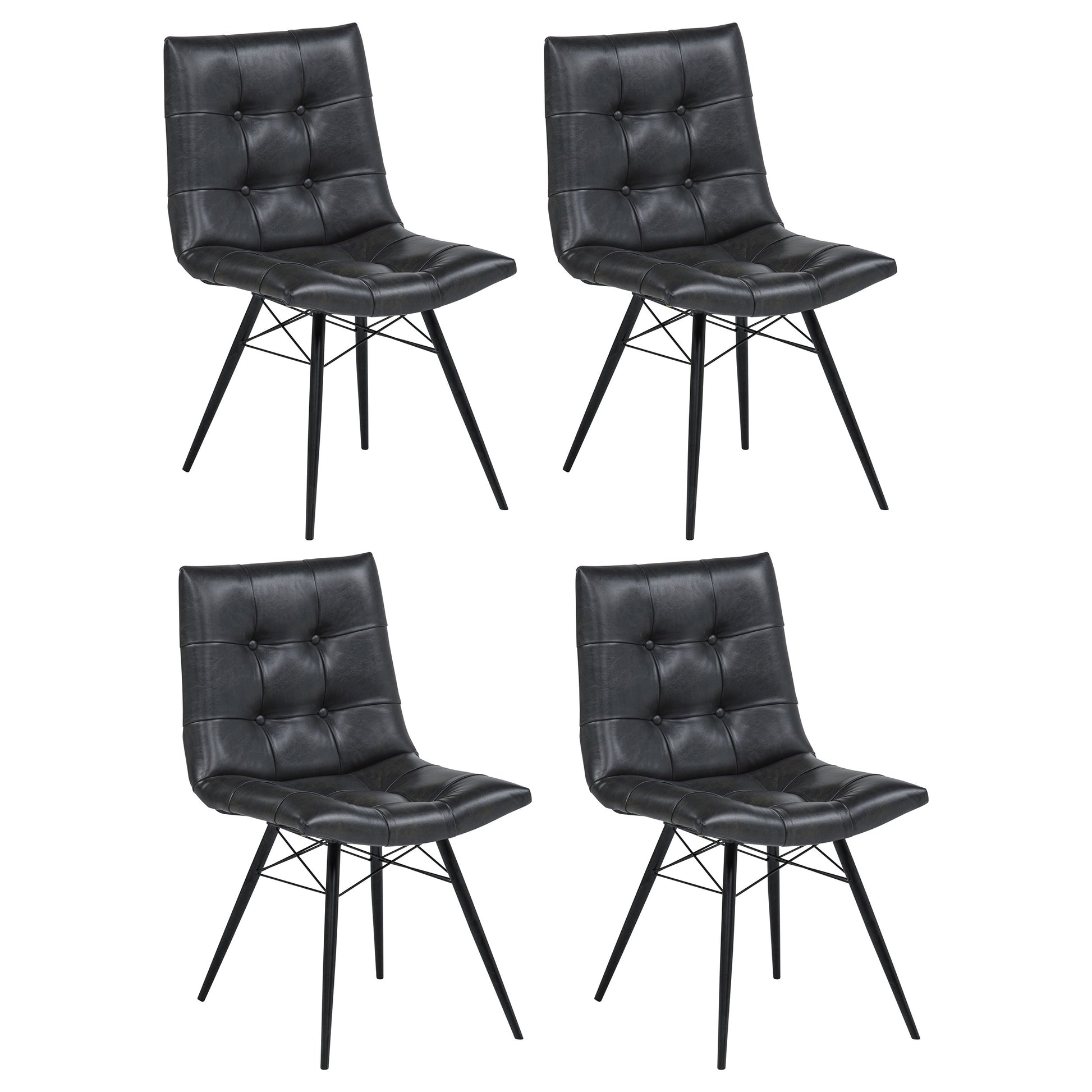 Aiken Faux Leather Upholstered Dining Side Chair Charcoal Grey (Set of 4)