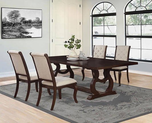 Brockway Cove Transitional Antique Java Finish 75-Piece Dining Set