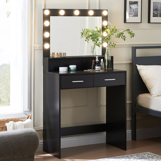 Celandine Contemporary Vanity Set with Mirror, Black